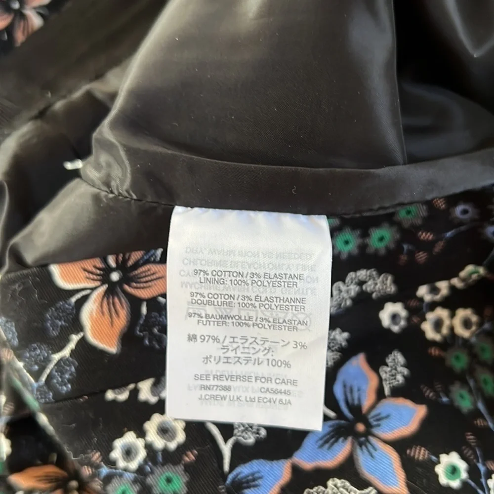J Crew black mirrored floral midi skirt